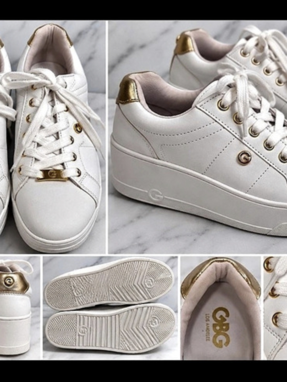 G by Guess Women's White Platform Sneakers Like New